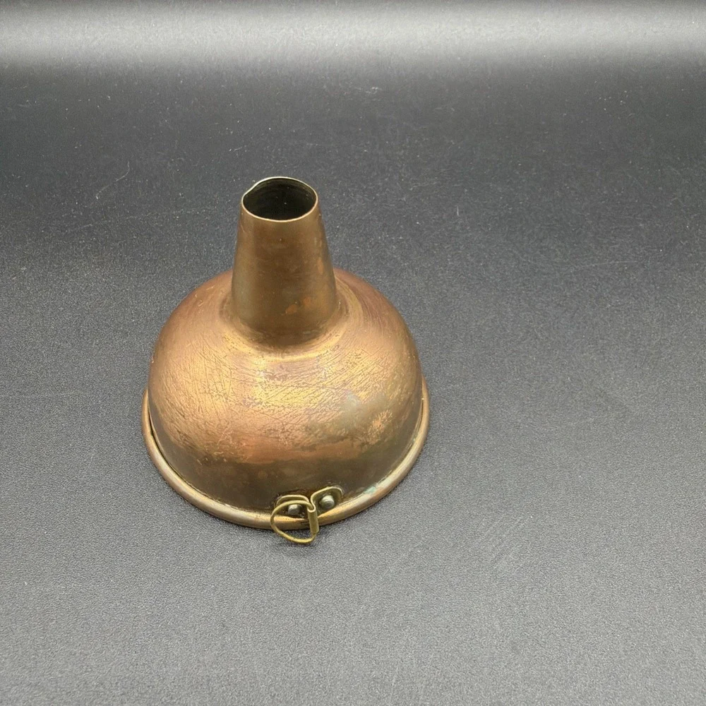 Antique COPPER Galvanized Inside Metal Small Funnel w/ Hanger Farmhouse 3